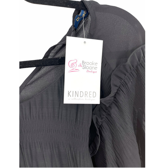 nwt BLUHEAVEN BLACK RUFFLE GAUZE TOP - Picture 6 of 7